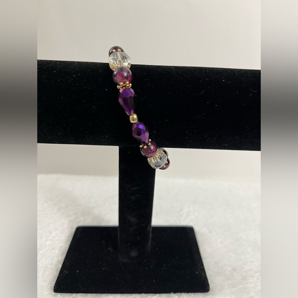 Elegant Purple and Gold Beaded Bracelet - Picture 3 of 4